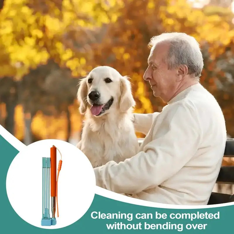 Foldable Long Handle Stainless Steel Dog & Cat Poop Scooper – Hygienic Outdoor Pet Waste Cleaner