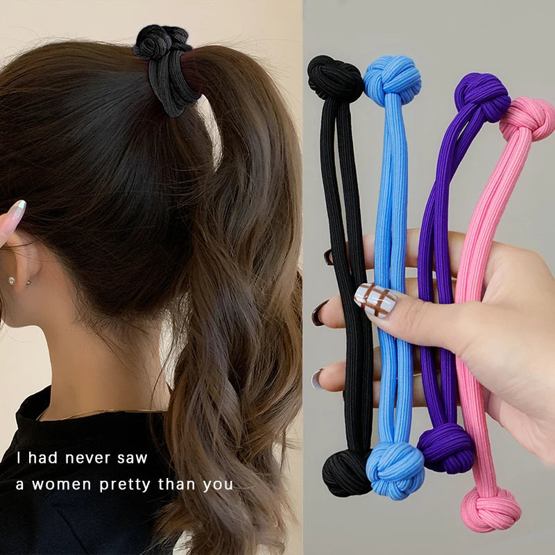 Solid Knot Long Elastic Hair Band For Women Girl Sweet Hair Tie Scrunchie Hair Ring Rubber Band Hair Rope Fashion Hair Accessory