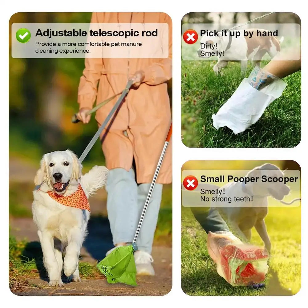 Foldable Long Handle Stainless Steel Dog & Cat Poop Scooper – Hygienic Outdoor Pet Waste Cleaner