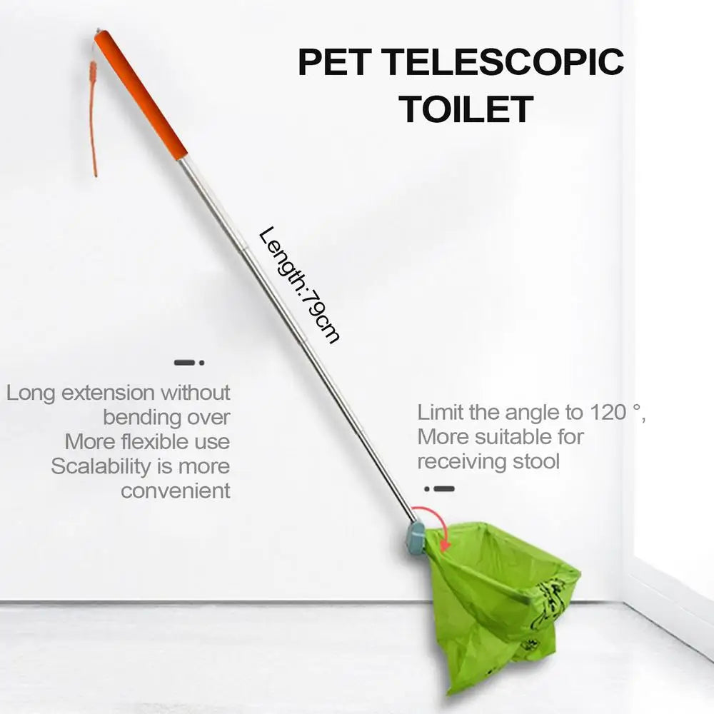 Foldable Long Handle Stainless Steel Dog & Cat Poop Scooper – Hygienic Outdoor Pet Waste Cleaner